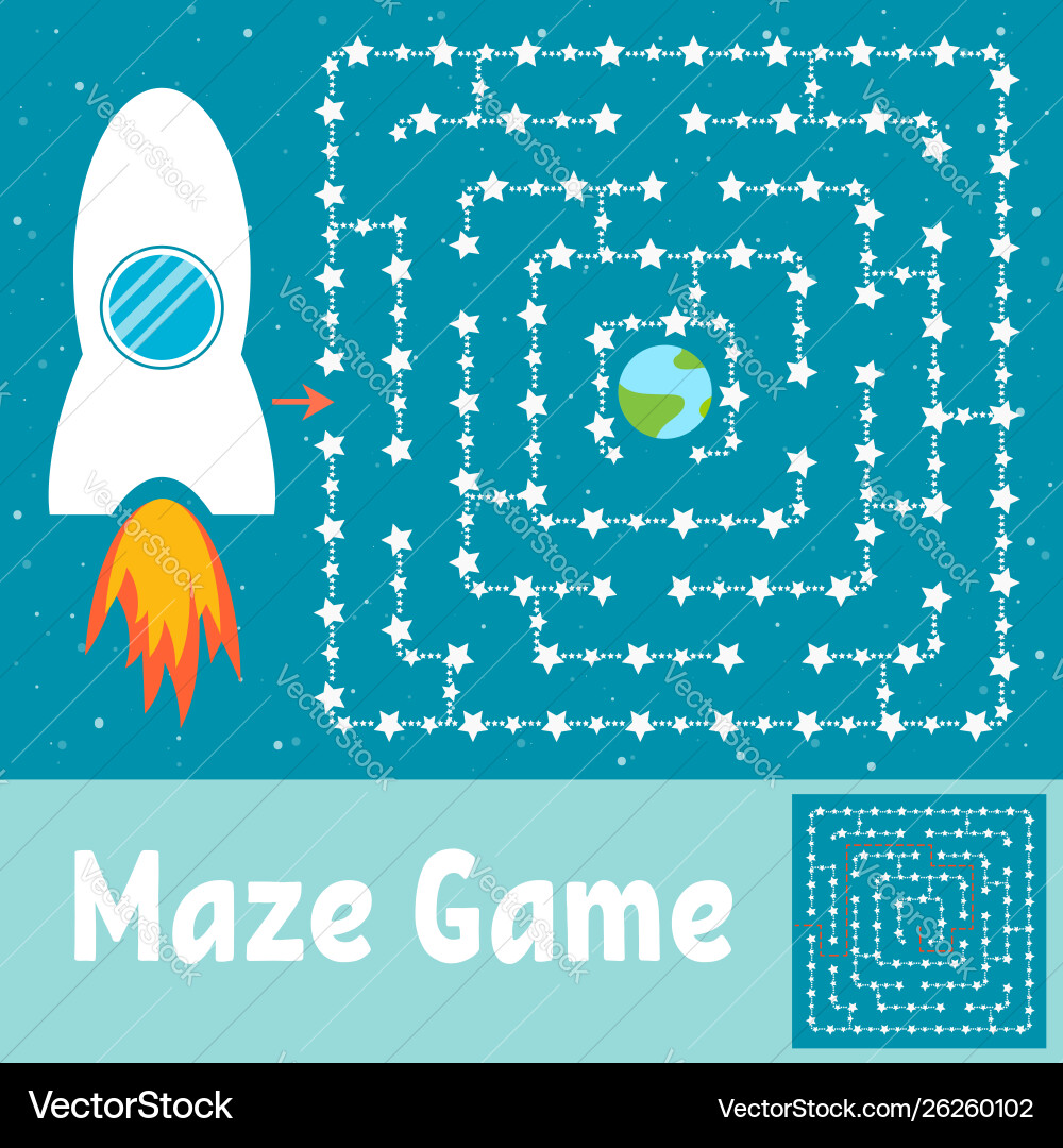 Simple maze help rocket find its way Simple maze help rocket find its way vector image