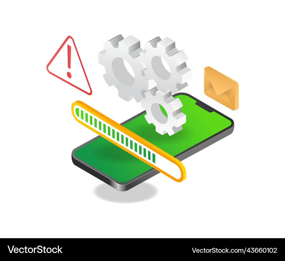 Smartphone application upgrade process Smartphone application upgrade process vector image