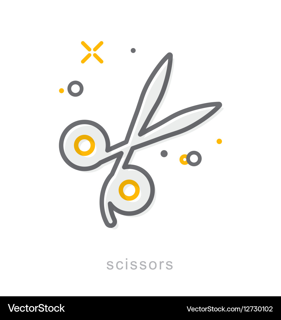 Thin line icons scissors vector image