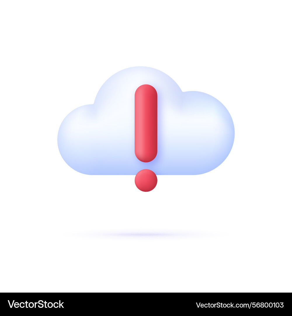3d cloud computing error icon vector image