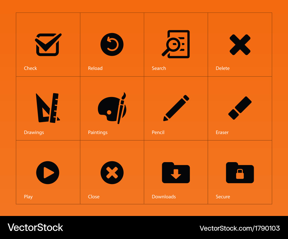 Application interface icons on orange background vector image