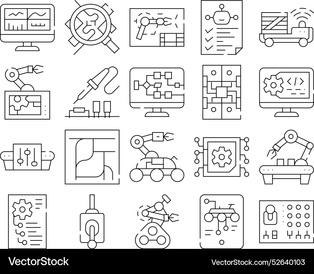 Automation engineer collection icons set Automation engineer collection icons set Vector Image