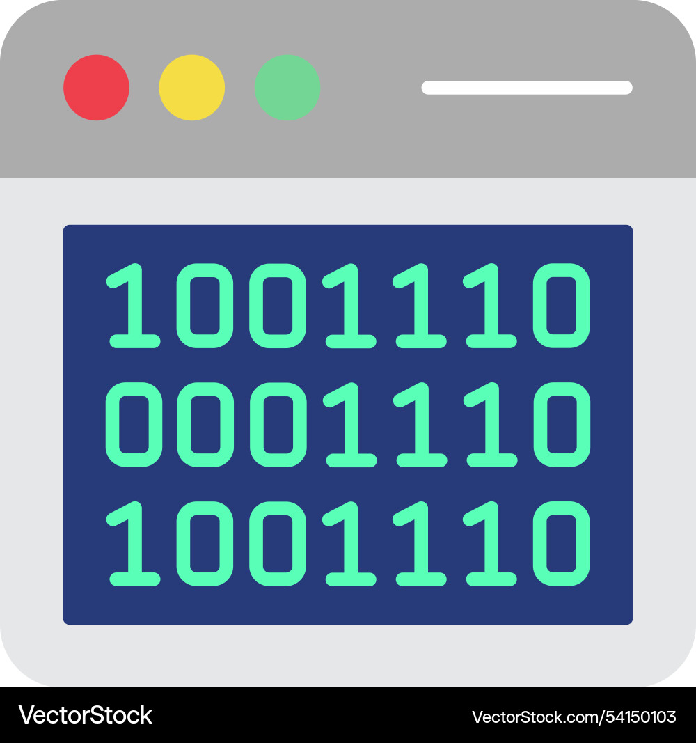Binary code flat icon design vector image