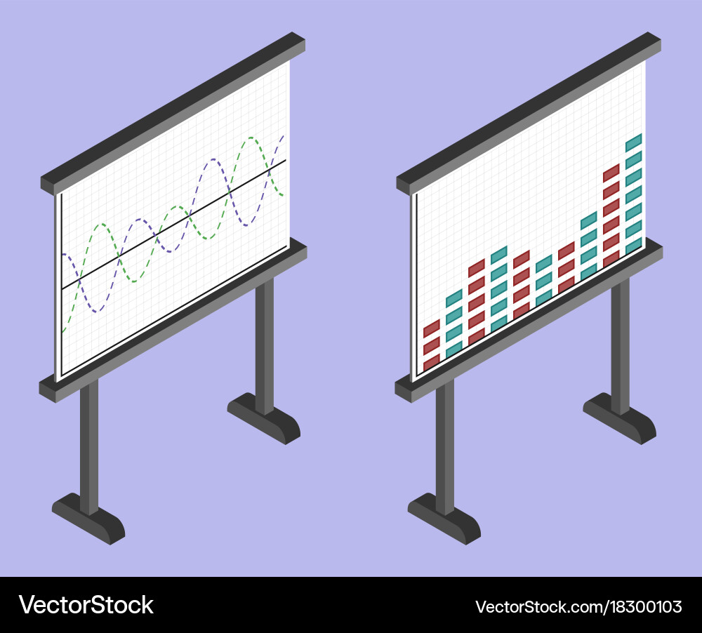 Business chart board set of graphs data vector image