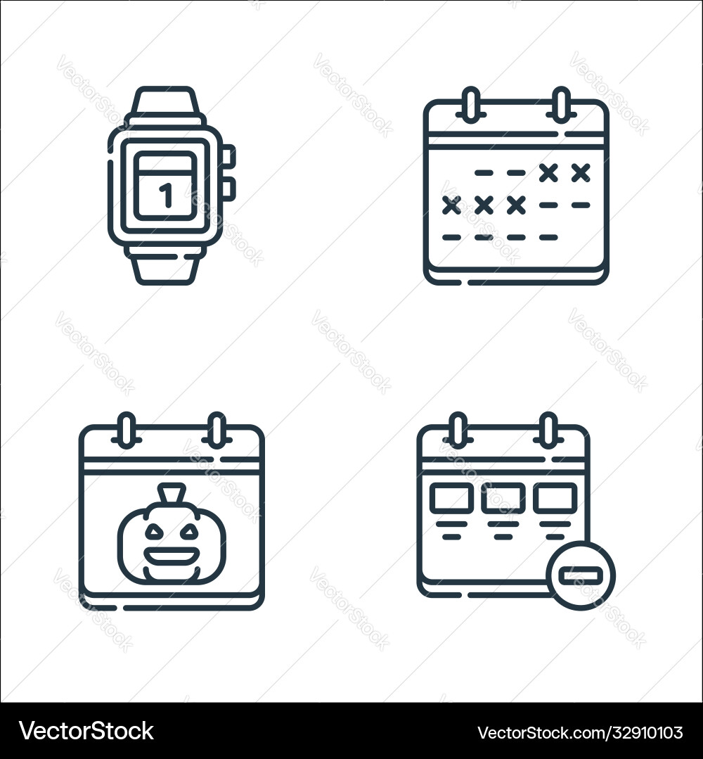 Calendar and date line icons linear set quality Calendar and date line icons linear set quality vector image