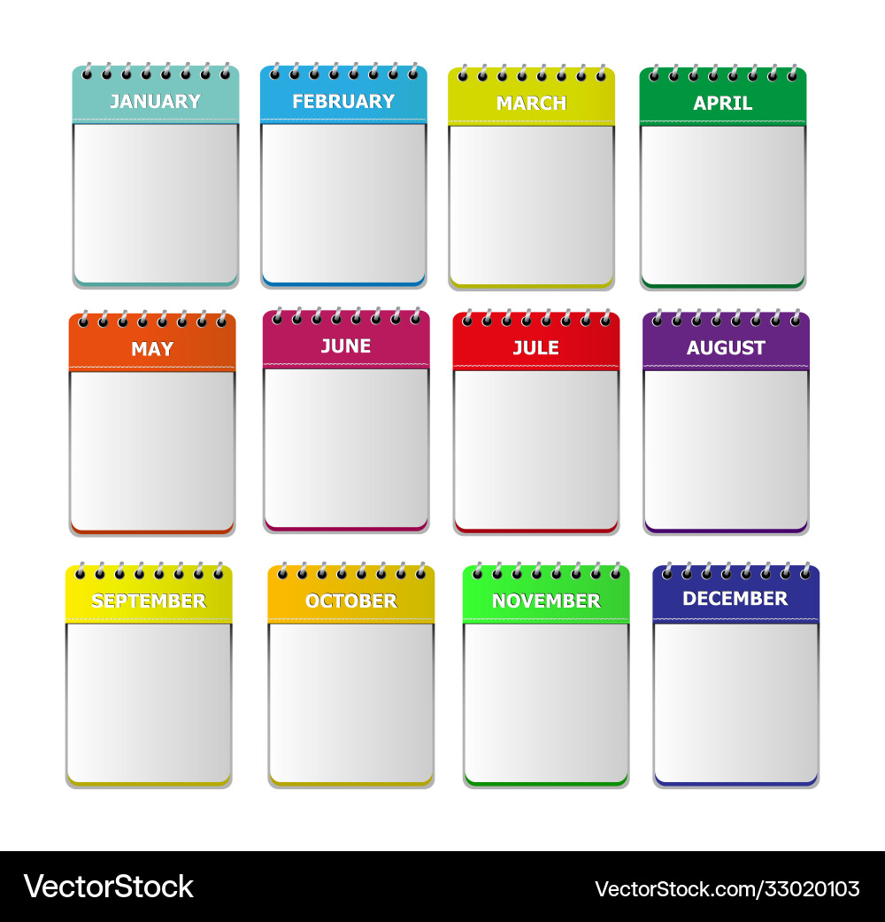 Calendar with name months without Vector Image