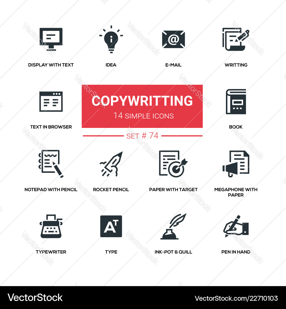 Copywriting Icons - Flat Style Vector Image