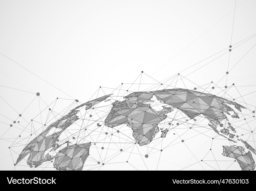 Global network connection world map point Global network connection world map point vector image