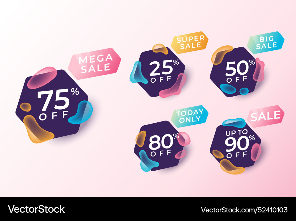 Gradient discount numbers template vector image