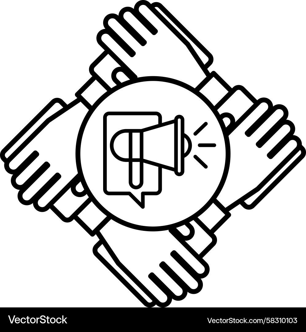 Hands Around Speaker - Unity & Sound Vector Image