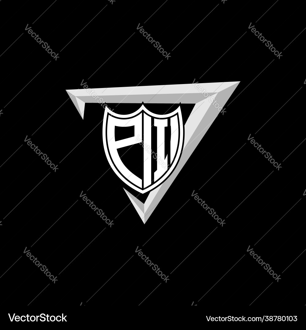 Initial letter p i shield shape with triangular Initial letter p i shield shape with triangular Vector Image