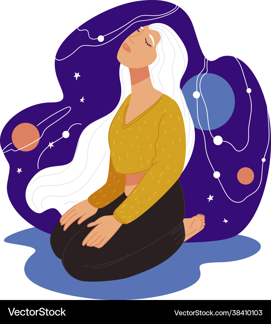 Meditation and unity with universe cosmos Meditation and unity with universe cosmos vector image