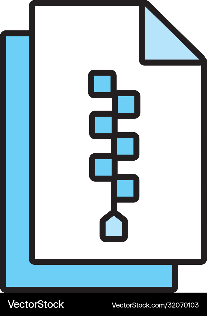 Papers documents with zip line and fill style icon Vector Image
