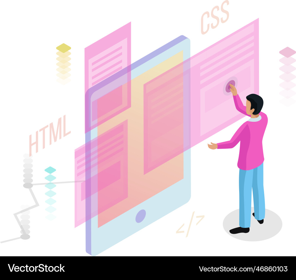 Programming isometric concept Programming isometric concept Vector Image