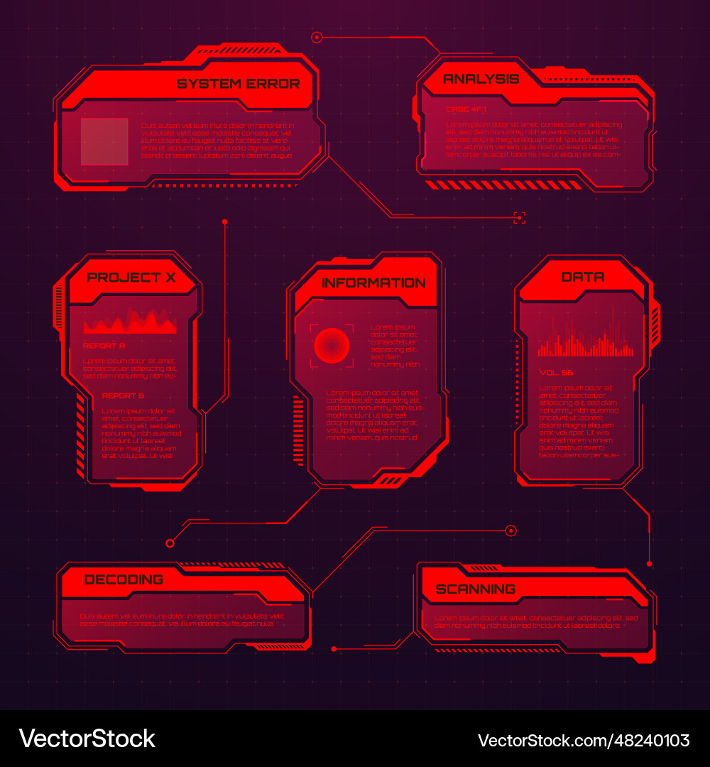 Red futuristic hud or ui elements sci-fi user Red futuristic hud or ui elements sci-fi user vector image