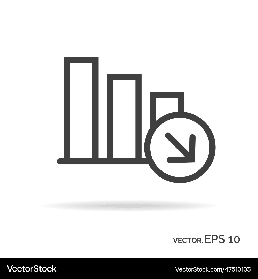 Regression graph outline icon black color vector image