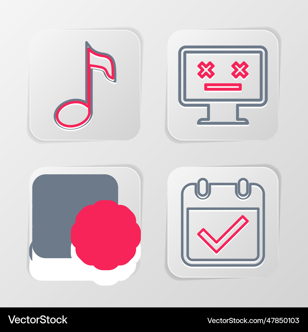 Set line calendar with check mark server setting Set line calendar with check mark server setting Vector Image