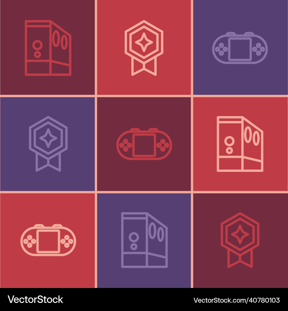 Set line case of computer portable video game Set line case of computer portable video game vector image