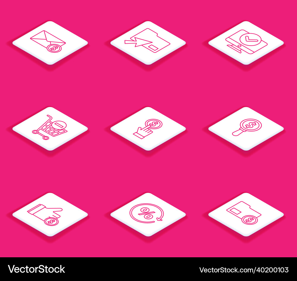 Set line envelope with coin dollar cursor click Vector Image