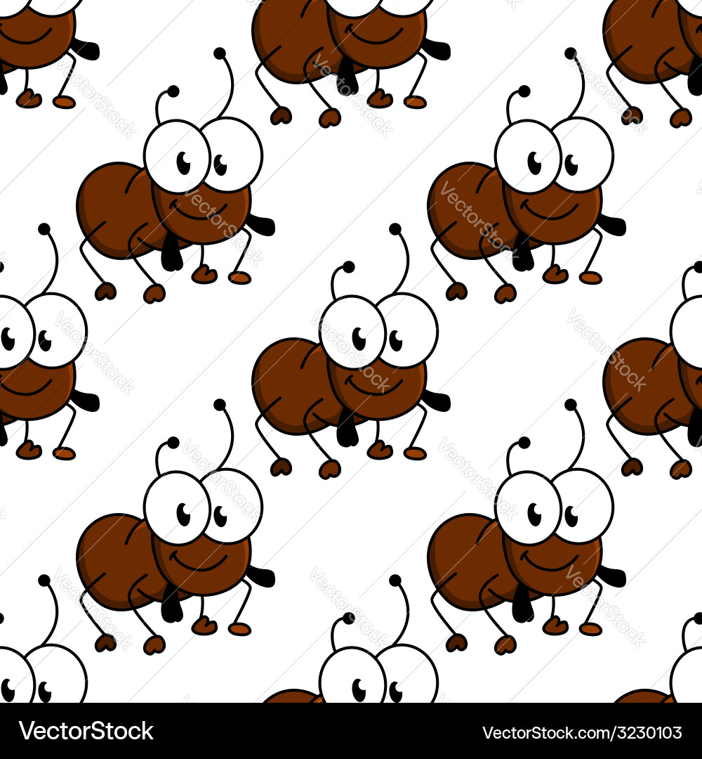 Smiling Ant Seamless Pattern Vector Image