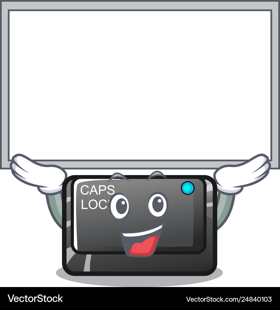 Up board capslock button on a computer cartoon Up board capslock button on a computer cartoon Vector Image