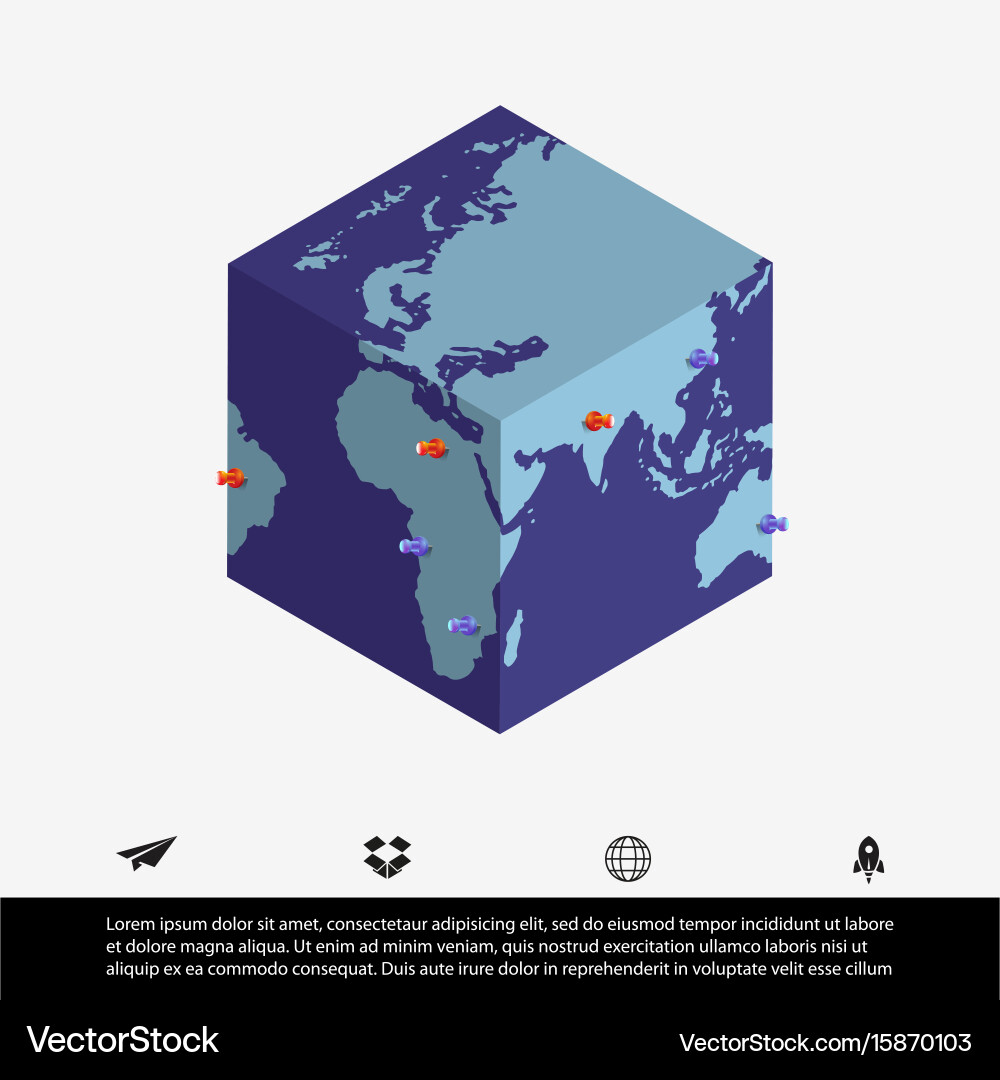 Worldmap and cube Vector Image