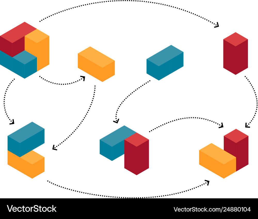 Abstract colourful cubes in evolving progress Vector Image