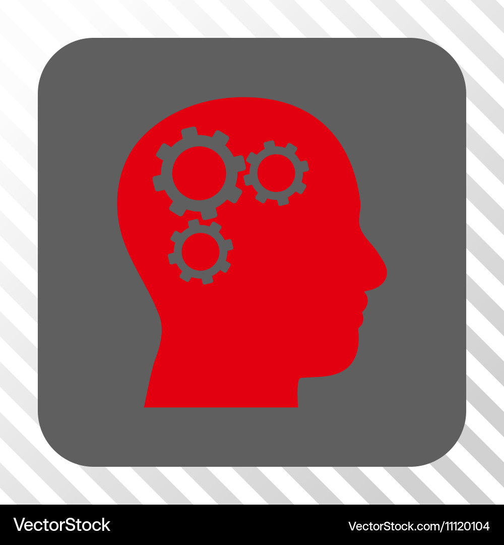 Brain gears rounded square button vector image