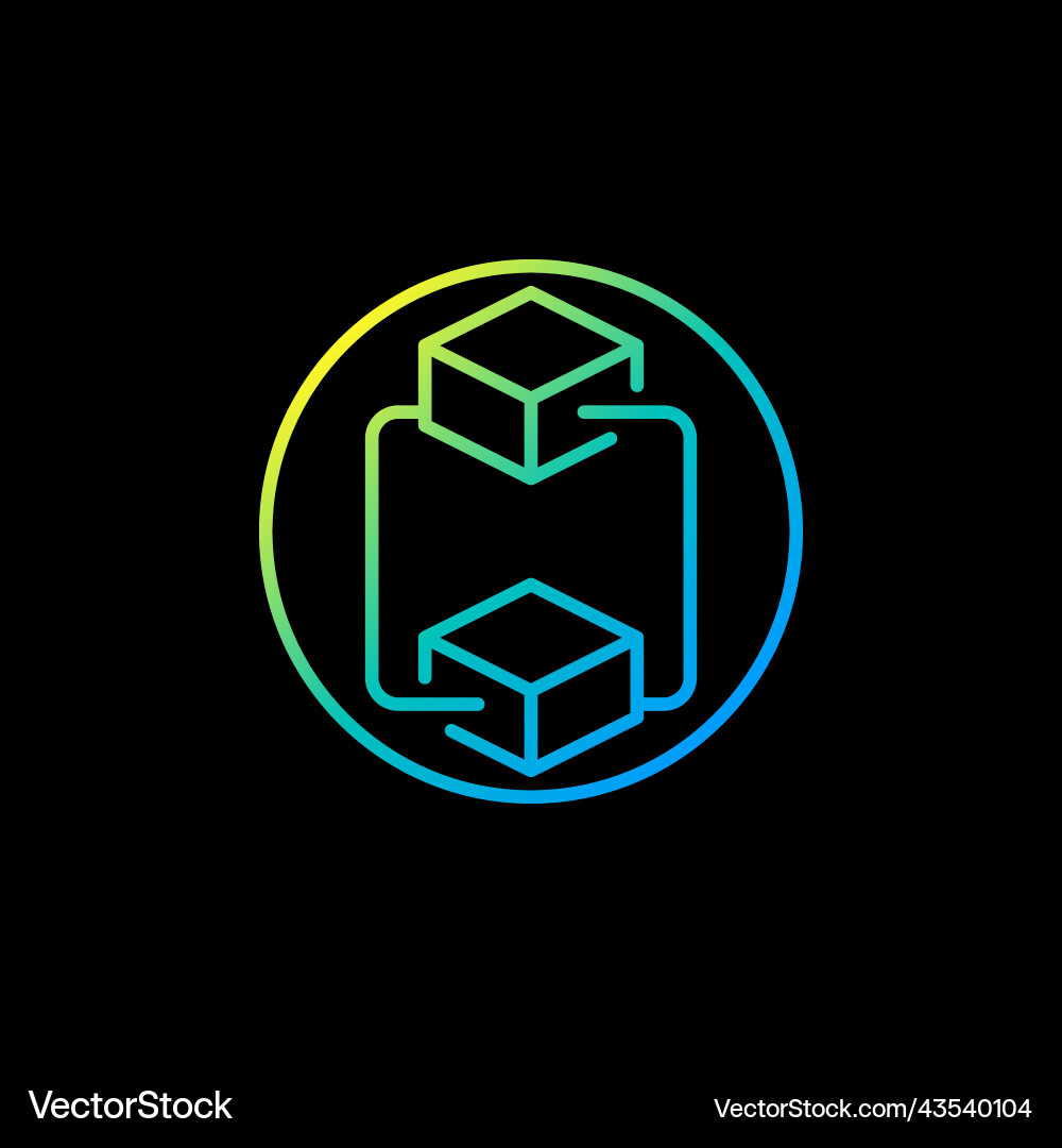 Circle with blockchain technology linear Circle with blockchain technology linear vector image