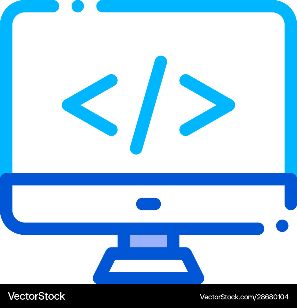 Coding computer monitor thin line icon Coding computer monitor thin line icon vector image