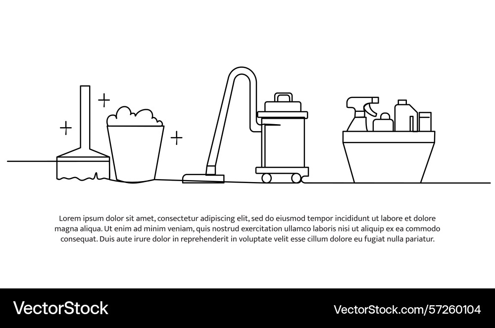 Continuous line design of cleaning tool single Continuous line design of cleaning tool single vector image