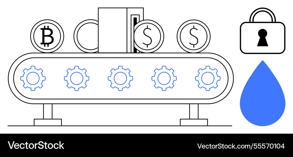 Cryptocurrency and digital wallets with secure Cryptocurrency and digital wallets with secure vector image