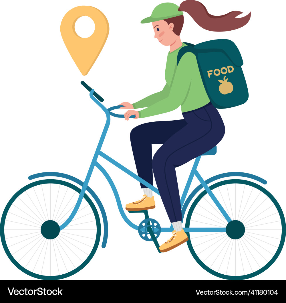 Delivery worker navigate with gps semi flat color Delivery worker navigate with gps semi flat color vector image