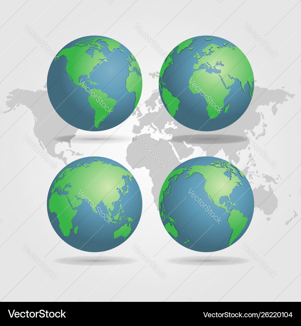 Earth Globes with World Map Vector Image