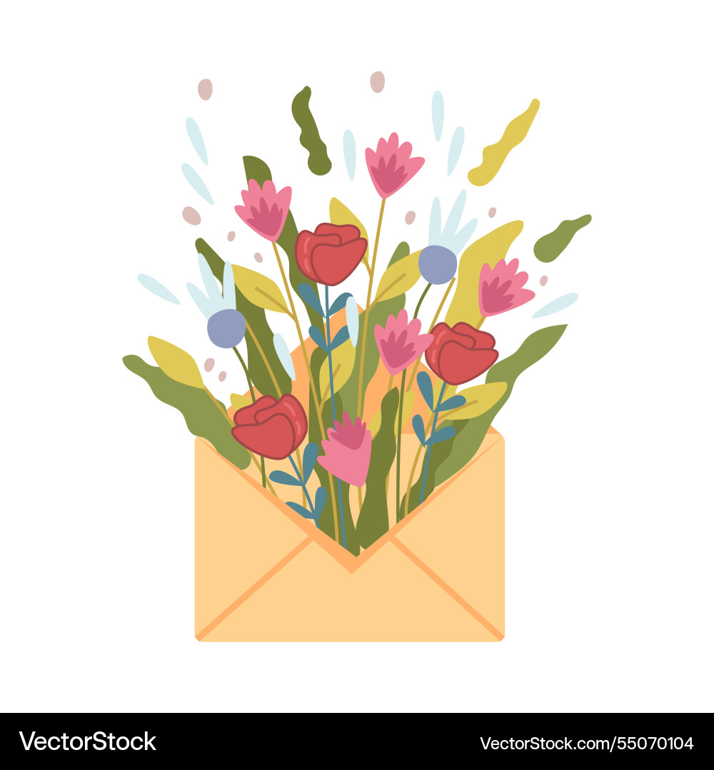 Envelope mit Blumenflora Lieferung Envelope mit Blumenflora Lieferung vektorbild