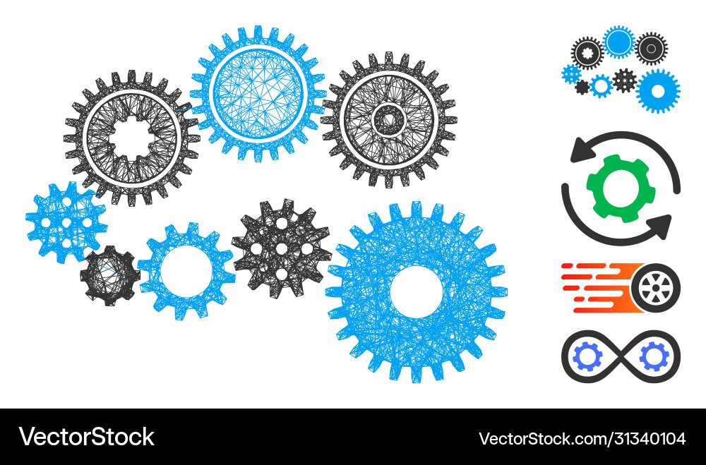 Gear mechanism web mesh Vector Image