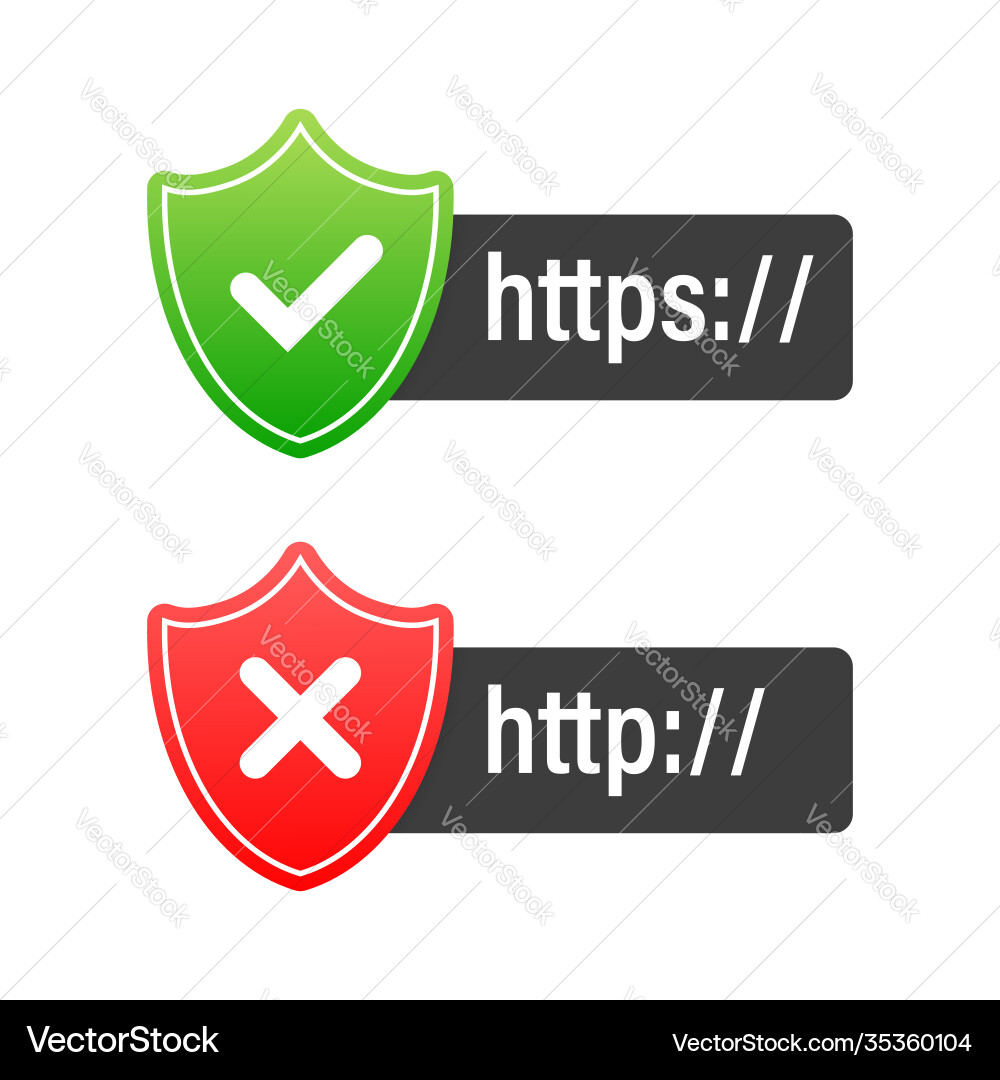 Http and https protocols on shield Http and https protocols on shield Vector Image