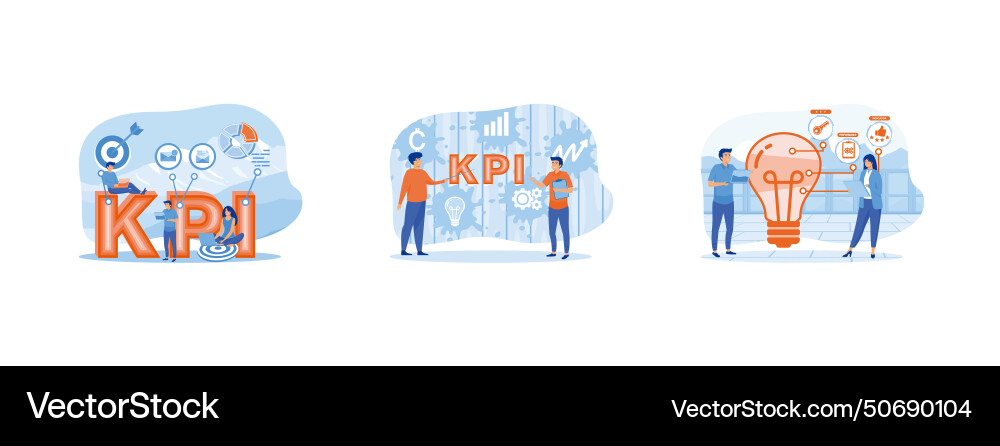 Key performance indicator colleagues following Key performance indicator colleagues following vector image
