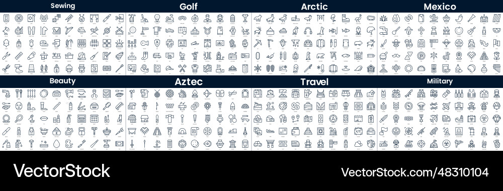 Linear style icons pack in this bundle include vector image