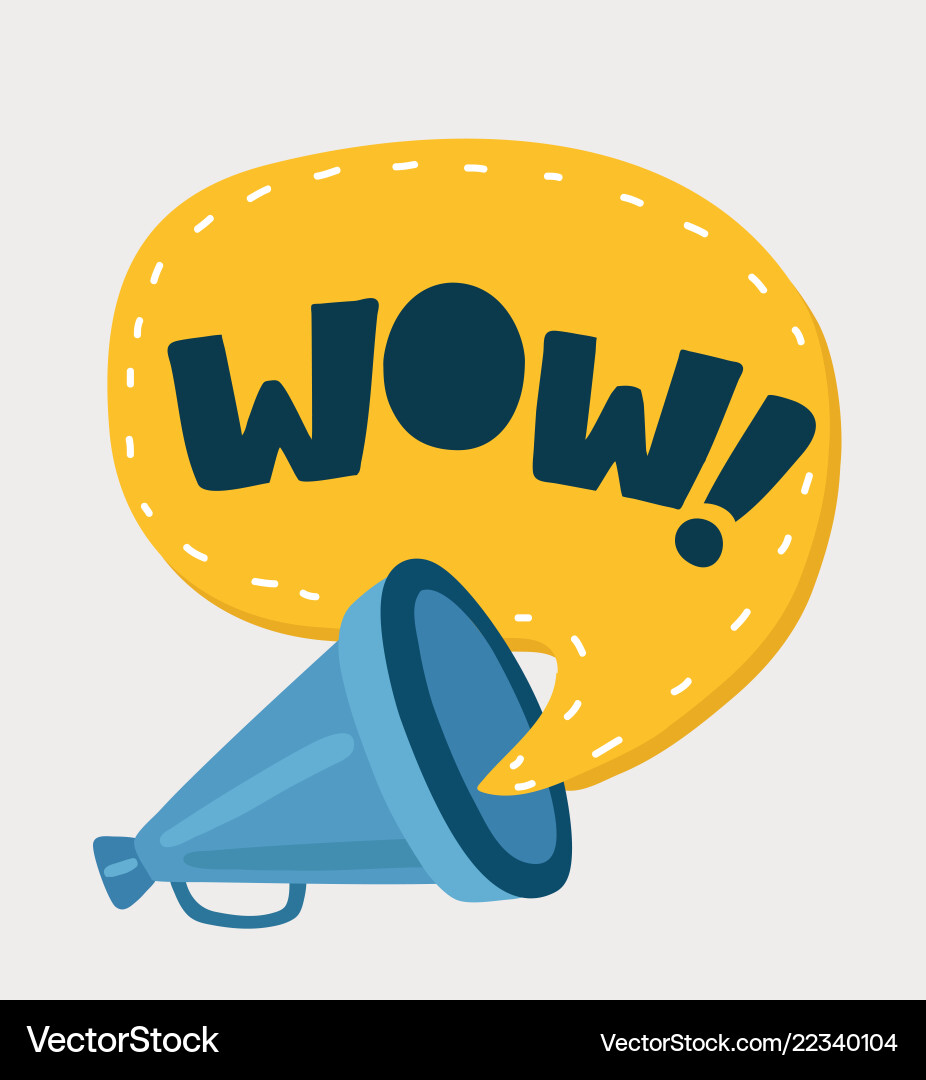 Loudspeaker with speech bubble wow inside Loudspeaker with speech bubble wow inside vector image