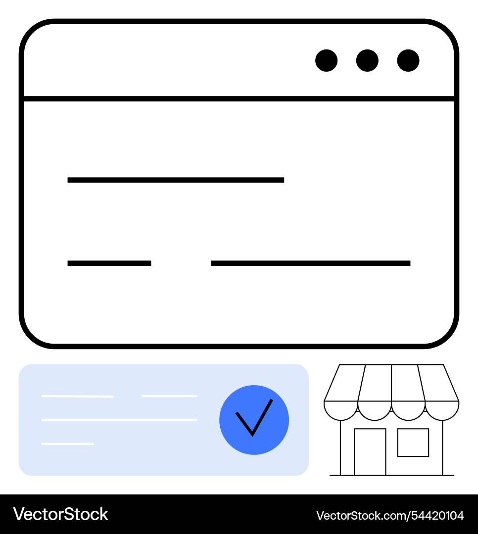 Minimalist web browser interface with checkmark Minimalist web browser interface with checkmark vector image