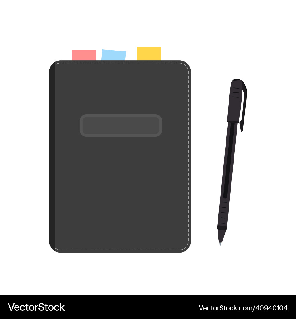 Notebook and pen isolated on white background Notebook and pen isolated on white background vector image