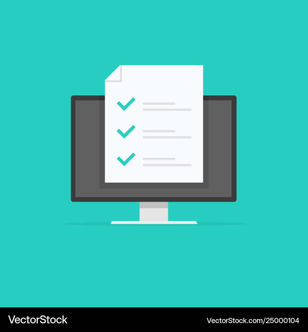 Online form survey monitor with showing long quiz Online form survey monitor with showing long quiz vector image
