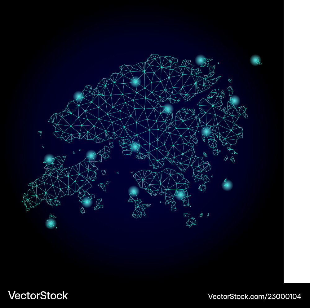 Polygonal 2d mesh map of hong kong with light Polygonal 2d mesh map of hong kong with light vector image