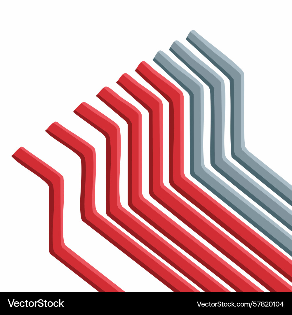 Red and gray 3d zigzag lines on white background Red and gray 3d zigzag lines on white background vector image