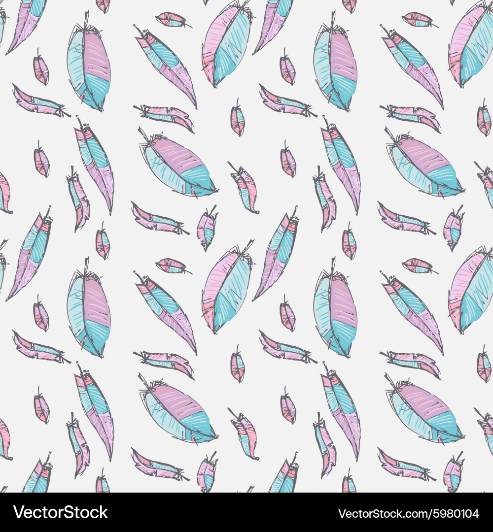 Seamless pattern with feathers Vector Image