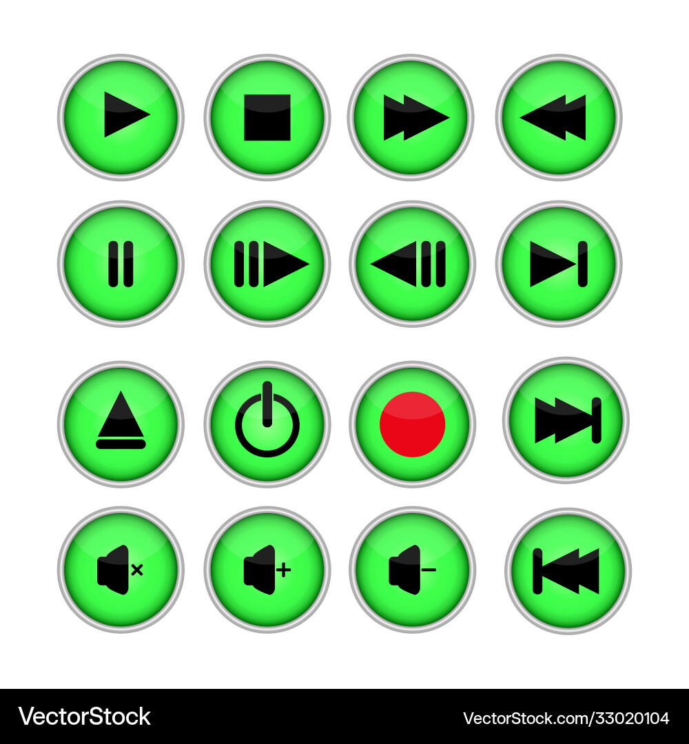 Set 16 buttons for player Vector Image