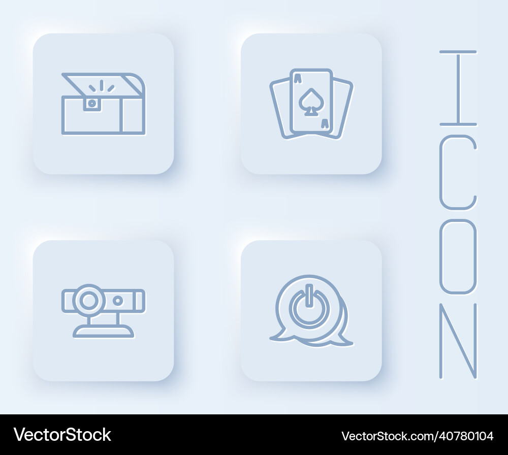 Set line chest for game playing cards web camera Set line chest for game playing cards web camera vector image