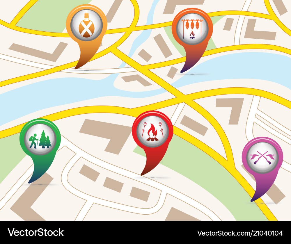 Set of tourism service map pointers Vector Image