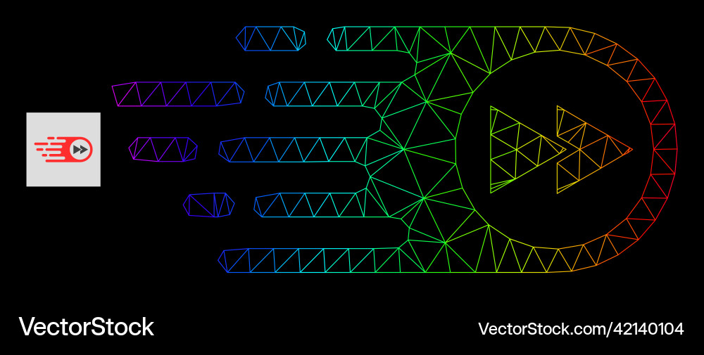 Spectral gradiented polygonal mesh play forward vector image